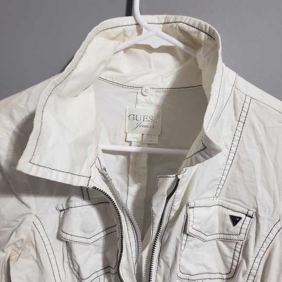 Guess jeans pop collar white jacket size XS - Picture 8 of 12